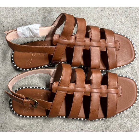 J. Crew Brown Leather Vachetta Interlocking Sandal Shoe Size 9 - Picture 1 of 6